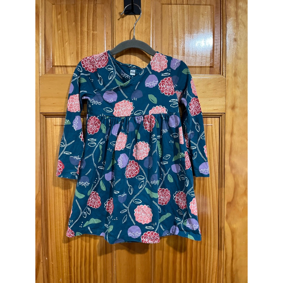 Tea Collection Other - Little Girl Tea Collection Floral Wrap-Neck Cotton Long Sleeve Dress Size 3